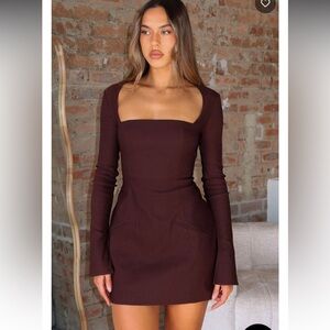 White Fox Boutique Chocolate Long Sleeve Dress